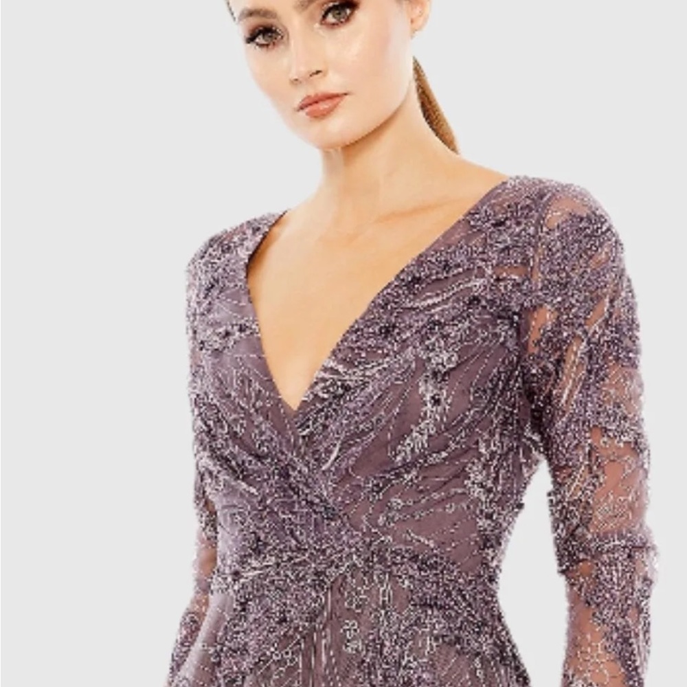 Mac Duggal Lavender Long Sleeve Dress
